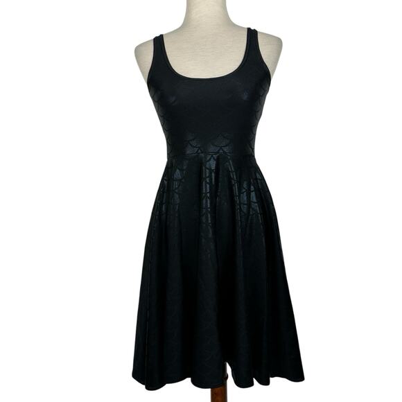 BlackMilk Dress Womens XS Black Fit Flare Skater Wet Look Mermaid Whimsigoth